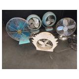 Five Assorted Desk Fans