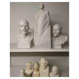 Eight White Bust Historical Statues