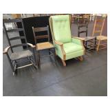 Five Chairs Wicker, Cane & Upholstered