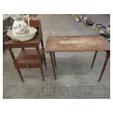Wooden Table, Wash Stand With Pitcher/Bowl