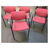 Four Red Fabric Armchairs