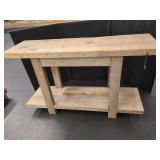 Rustic Wooden Workbench with Shelf