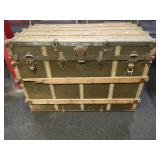 Wooden Steamer Trunk with Metal Hardware