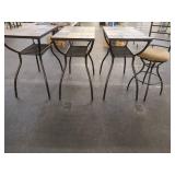 3 Metal Tile-Top Tables with One Chair