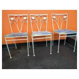 Three Metal Patio Chairs with Cushions