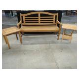 Wooden Bench with Two Mismatch Tables