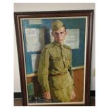Framed Military Portrait Oil Painting