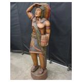 71" WOODEN CIGAR STORE NATIVE AMERICAN STATUE