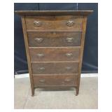 OAK CHEST OF FIVE DRAWERS