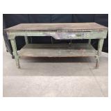 HEAVY WOOD WORKBENCH WITH DRAWER