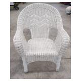 WHITE WICKER ARMCHAIR