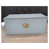 PAINTED WOODEN CHEST WITH FLORAL DESIGN