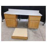 TWO OAK BASE CABINETS WITH COUNTERTOP