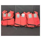 THREE ADULT OFF-SHORE LIFE JACKETS
