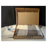 WOOL THROW IN BOX & SMALL QUILT