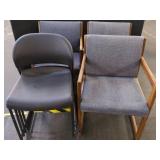 4 STACKABLE & 3 WOODEN CHAIRS