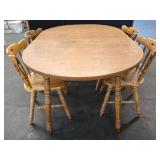 WOOD-GRAIN FORMICA DINING TABLE & FOUR CHAIRS