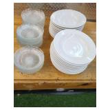 WHITE CERAMIC AND PRESSED GLASS BOWL LOT