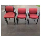 8 RED FABRIC STACKING CHAIRS