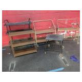 FIVE METAL AND WOOD UTILITY CARTS