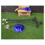 6 BLUE GLASS PENDANT LIGHTS