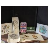 NORMAN ROCKWELL PRINTS AND METAL SIGNS LOT
