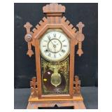 MANTEL CLOCK OAK CASE WITH 1881 PATENT