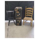 L. HITCHCOCK CHAIR, PLANK CHAIR & STEAMER TRUNK