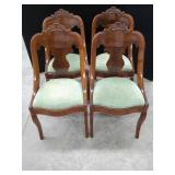 4 CARVED VICTORIAN WOOD DINING CHAIRS