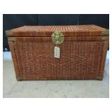 WICKER BLANKET CHEST WITH BRASS HARDWARE