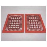 PAIR POWERCOATED VINTAGE CAST IRON FLOOR GRATES