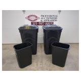 2 RUBBERMAID 32 GALLON TRASH CANS & WASTE BASKETS