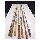 7 VINTAGE FISHING RODS INCLUDING NAFCO