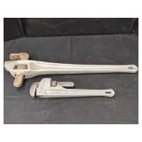 TWO RIDGID ALUMINUM PIPE WRENCHES 14"& 24"