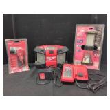 MILWAUKEE M12 RADIO, LIGHTS AND CHARGER