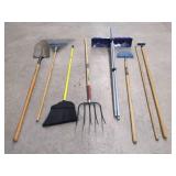 YARD AND GARDEN TOOL LOT, 8 PIECES