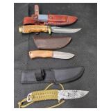 THREE FIXED BLADE KNIVES W/ SHEATHS