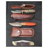 TWO FIXED BLADE KNIVES AND ONE SCHRADE FOLDER