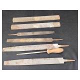 SIX METAL FILES WITH WOOD HANDLE