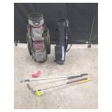 MASTER GRIP GOLF BAG AND ASSORTED PUTTERS