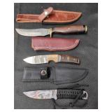 3 FIXED BLADE KNIVES W SHEATHS
