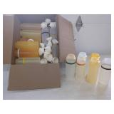 ASSORTED PLASTIC SQUEEZE BOTTLES W/ LIDS