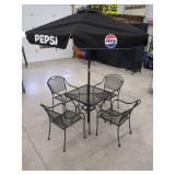 PATIO SET WITH UMBRELLA & FOUR CHAIRS