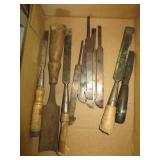 box w/old Wood chisels