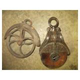 2 Antique Pulleys
