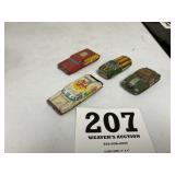 Lot of 4 tin type friction type small cars.