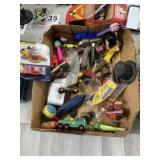 Box of older misc toys and toy pieces