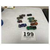 Lot of 9 Hot Wheels Redline series toy cars.