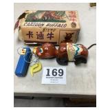 Vintage Tin Litho Cartoon Buffalo Battery