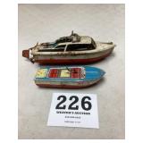 Lot of 2 Tin Litho Mechanical Boats as found